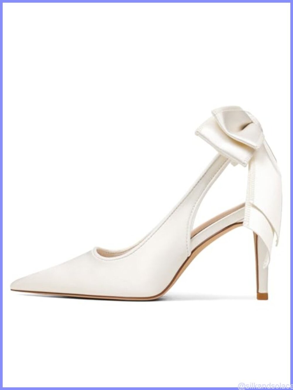 Satin Slingback Heels Pointed Toe Bow Stiletto Wedding Pumps